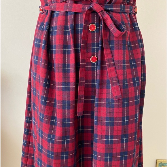 Vintage Plaid Dress with Pockets Red Maternity Sz L/XL - Picture 3 of 13